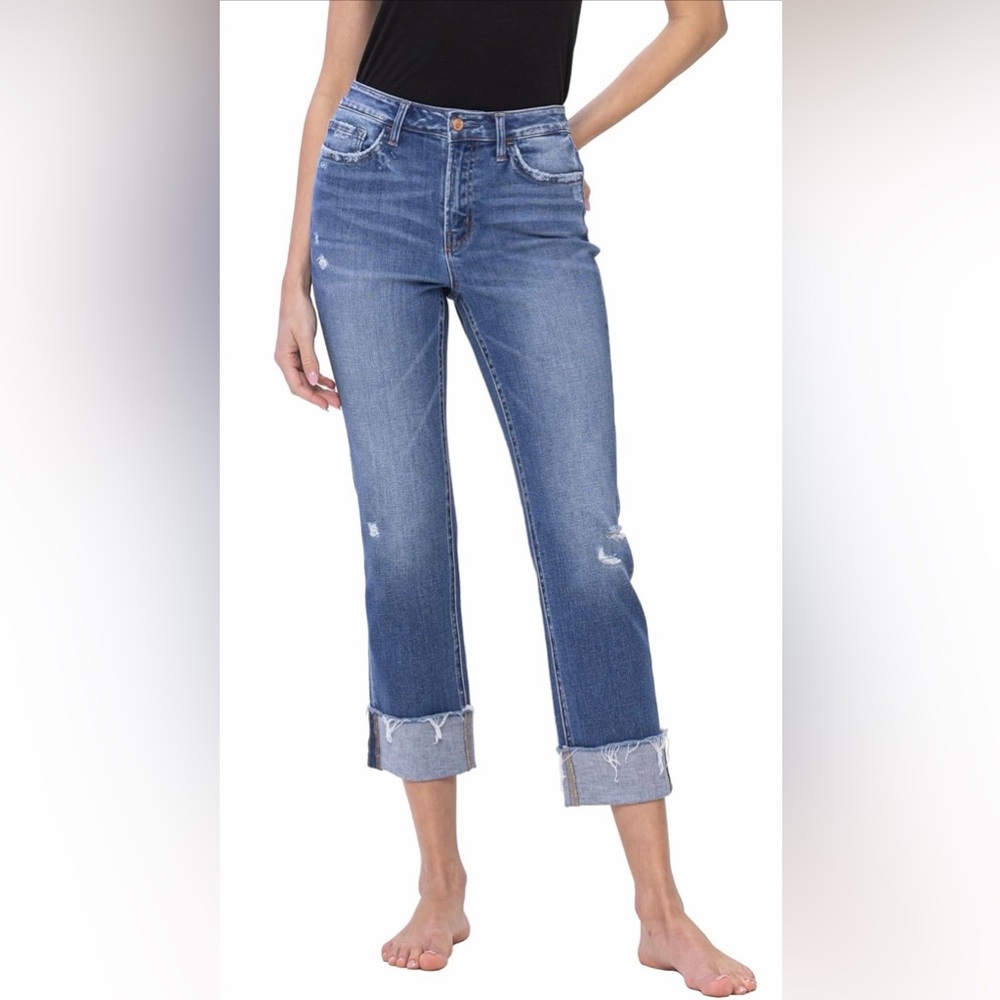 Flying Monkey, High Rise Straight Jeans, Medium Blue